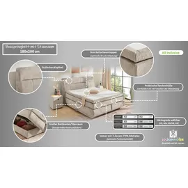 Jockenhöfer Boxspringbett "Queen, inklusive Strauraum/Bettkasten", beige (beige, grau 460, 29), B:195cm L:230cm, Bezug Bett: Chenille (100% Polyester);Topper und Matratzenspiegel: 100% Polyester, Komplettbetten, Boxspringbett, 7-Zonen-TTFK-Matratze, KS-Topper,