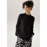 Aniston CASUAL Langarmbluse mit kleinem Volant im Vorderteil schwarz 40 EU