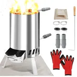 hebitod Poolheizung, mit Feuer, Poolheizung Feuertonne mit Heizspirale, Poolofen Heizungen für Schwimmbäder,Poolofen 36-38mm Anschlüsse,Pool Heizung Feuer,Edelstahl Poolheizung mit Hitzebeständige Feuerfestmatten