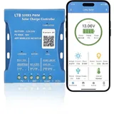 【20A Bluetooth Laderegler Solar 12V】Y&H Solar Laderegler 12V/24V Solar Ladegerät Controller Solarpanel Intelligente Solarladeregler PWMs mit USB Port PV:50V für Blei Säure, LiFePO4,Lithium Batterien