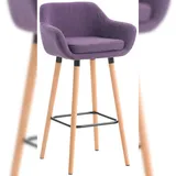 Décoshop26 - Lounge-Barhocker x1 skandinavisches Design lila Stoffsitz Holzbeine Metallfußstütze 10_0004925