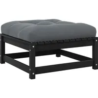 vidaXL Garten-Fußhocker mit Kissen Schwarz Kiefer Massivholz