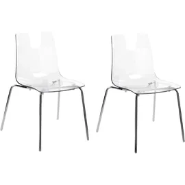 Beliani Esszimmerstuhl Kunststoff Transparent 2er Set