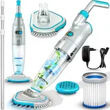 tillvex Poolsauger mit Akku und 3,6 m Teleskopstange - bis zu 25 m3 Pool Bodensauger elektrisch Poolreiniger mit Filter & 2-Geschwindigkeits-System