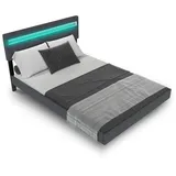 Juskys Schwebebett Lissabon - Schwebendes Design, Integrierte LED-Beleuchtung - dunkelgrau