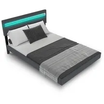 Juskys Schwebebett Lissabon - Schwebendes Design, Integrierte LED-Beleuchtung - dunkelgrau