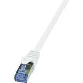 Logilink CQ3121S RJ45 Patchkabel CAT 6a S/FTP 30.00 m Weiß Flammwidrig, mit Rastnasenschutz 1 St.