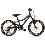 T&Y Trade 20 Zoll Alu Aluminium Kinder Mädchen Jungen MTB Fahrrad Mountainbike Jugendfahrrad 6 Gang Shimano Bike Rad Gabelfederung Federgabel Hardtail Goetze Cooler Schwarz Blau