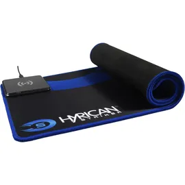 Hyrican Mauspad "Striker Qi Mauspad ST-MP15 inkl. 10W QI-Charger Micro-USB", blau (blau, schwarz, weiß), B/H/L: 29,5cm x 0,4cm x 77cm, Mauspads, integriertes kabelloses Ladegerät