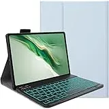 YHFZR Tastatur Hülle für iPad Air 13 Zoll M2 2024, [QWERTY Layout] Ultraslim Hülle mit 7 Farben Beleuchtung Kabellose Tastatur mit Schützhülle für iPad Air 13 Zoll M2 2024, Blau