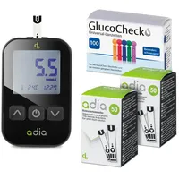 diabetikerbedarf db GmbH adia Blutzuckermessgerät (mmol/L) Set + 110 Blutzuckerteststreifen + 110 Lanzetten