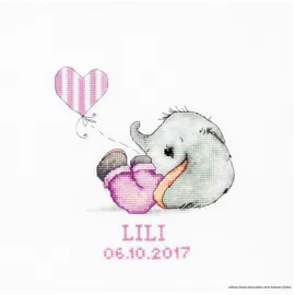 Luca-S B1133 Baby Mädchen Kreuzstichset, Baumwolle, mehrfarbig, 14x15,5cm