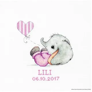 Luca-S B1133 Baby Mädchen Kreuzstichset, Baumwolle, mehrfarbig, 14x15,5cm