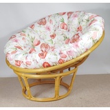 Rattani Rattanstuhl Rattan Papasan Sessel inkl. hochwertigen Polster, D 110 cm, Fb. Honig