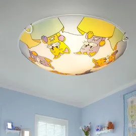 ETC Shop Kinder Zimmer Decken Beleuchtung Glas Lampenschirm Katzen Motive im Set inklusive Led Leuchtmittel