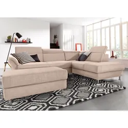 Ecksofa SIT & MORE "Avignon L-Form", beige, B:269cm H:97cm T:228cm, Struktur fein ( 100% Polyester), Struktur (100% Polyester), Struktur grob ( 100% Polypropylen), Sofas, inklusive Kopfteilverstellung, wahlweise mit Bettfunktion