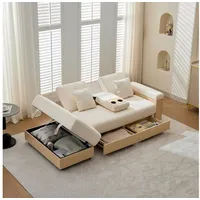 STILVORA Schlafsofa Tagesbett mit Stauraum Relaxsofa mit 3-fach verstellbarer Rückenlehne beige