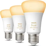 Philips Hue White ambience E27 - Smarte Lampe A60 Dreierpack - 800, Intelligentes Leuchtmittel, Bluetooth, Weiß, LED, E27, A60