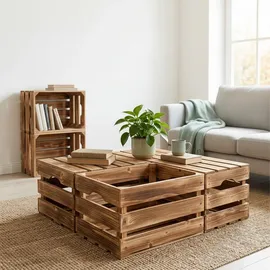 Relaxdays Holzkiste 25 x 40 x 30 cm 3-tlg. Braun