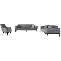 JVmoebel Sofa Graue Sofagarnitur Sofa Designer Couchen 3+3+1 Sitzer Set 3tlg., Made in Europa grau