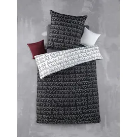 Optidream Mikrofaser-Wendebettwäsche HEARTY, Schwarz - Weiß - 135 x 200 cm - mit Reißverschluss