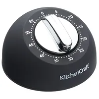 KitchenCraft Mechanischer Küchentimer Kurzzeitmesser 1 Stunde Schwarz 8,1 x 8,1 x 5 cm