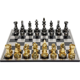 Kare Deko Objekt Chess, Nickel/Gold, Schachbrett, Schachfiguren, Schachspiel, XL, 5x60x60 cm (H/B/T)