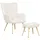 Beliani Ohrensessel VEJLE Bouclé 70 x 100 x 80 cm Cremeweiß mit Hocker