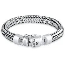 KUZZOI Zopfgliederarmband Herren Silber 21 cm