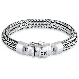 KUZZOI Zopfgliederarmband Herren Silber 21 cm