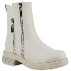 Damen Biker Boots in Creme