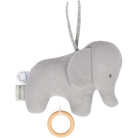 Nattou 929042 Tembo Cotton Knitted Elephant Musical Soft Toy Spieluhr, Grau (gestrickt), 18 x 21 cm