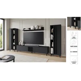 INOSIGN Wohnwand INOSIGN "Helsinki, Modernes Möbelset", schwarz (graphite schwarz matt), B:270cm H:140cm T:33cm, Holzwerkstoff, Kastenmöbel-Sets, Wohnwand, mit lamellengriffen, verstellbaren Einlegeböden und Kunststofffüßen