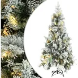 vidaXL Weihnachtsbaum mit Beleuchtung Schnee und Zapfen 225 cm