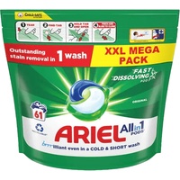 Ariel All-in-1 PODS®, Waschflüssigkeit Waschmittel Kapseln 61 Waschgänge, Original, hervorragende Fleckenentfernung in 1 Waschgang, brrrilliant in kalt & kurz