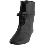 Cowboy Stiefeletten Herren, Mittelalter Schuhe Herren Wikinger Leder Cowboystiefel Schwarz, Hoch Cowboy Stiefel Männer Westernstiefel Gothic Western Stiefeletten Mit Absatz Lederstiefel Boots Festival - 46 EU