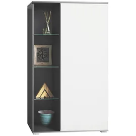 Vladon Vitrine, Weiß, Holzwerkstoff, 71.5x134x35 cm, Wohnzimmer, Wohnwände, Vitrinenschränke