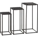 MCW Blumentisch MCW-N70 3er-Set 60 x 30 cm Schwarz