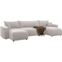 Selsey Pianoni - Wohnlandschaft mit Schlaffunktion, Stauraum und Cordbezug, hellbeige - Beige