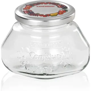 Leifheit 6x Leifheit Marmeladenglas, Einmachgläser, Transparent, Silber