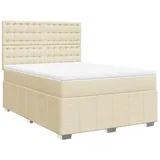 vidaXL Boxspringbett mit Matratze Creme 160x200 cm Stoff