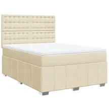 vidaXL Boxspringbett mit Matratze Creme 160x200 cm Stoff