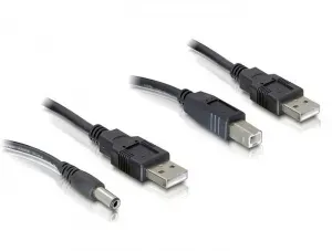 Delock Stromkabelkit - USB (M) zu USB Typ B, Gleichstromstecker 2,1 mm (M)