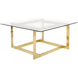 Beliani Couchtisch Transparent, Gold Glas, 80x40x80 cm Wohnzimmer, Wohnzimmertische, Couchtische