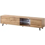Selsey Galhad – TV-Lowboard Wotan Eiche) Matt mit weißer LED-Beleuchtung 175 cm breit