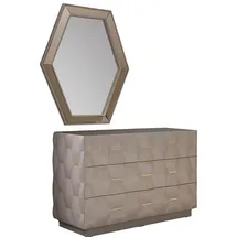 JV Möbel Kommode Anrichte mit Spiegel 110 x 84 x 43 cm Beige / Braun