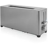 Princess 01.142401.01.001 Edelstahltoaster Langschlitz, 2 Scheibe(n), Edelstahl, Edelstahl, Tasten, Drehregler, 1050 W, 230 V - Silber