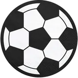 Partydeco SPK10 Papierserviette Papier Schwarz, Weiß 20 Stück 13cm 1/4-Falz 3-lagig Papierservietten Geburtstag Fußballparty Sport/PartyDeco Ball geformt Servietten- Geburtstag dekorative Servietten