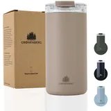 Groenenberg Thermobecher 470ml | Kaffeebecher to go 100% Auslaufsicher | Hält mind. 4 h warm | Coffee to go Becher aus recyceltem Edelstahl (earth)