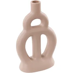 Blumenvase Abstrakt KOZANI handgefertigt Porzellan 28 cm Sandbeige